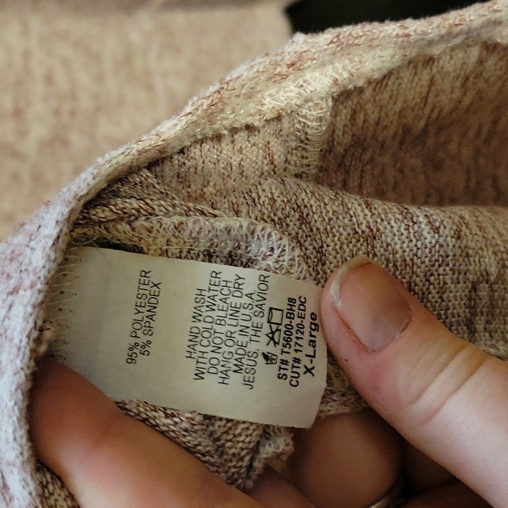 NWT Pink Heather,  Cowl Neck tunic,  size XL, Reb in J - Picture 5 of 6